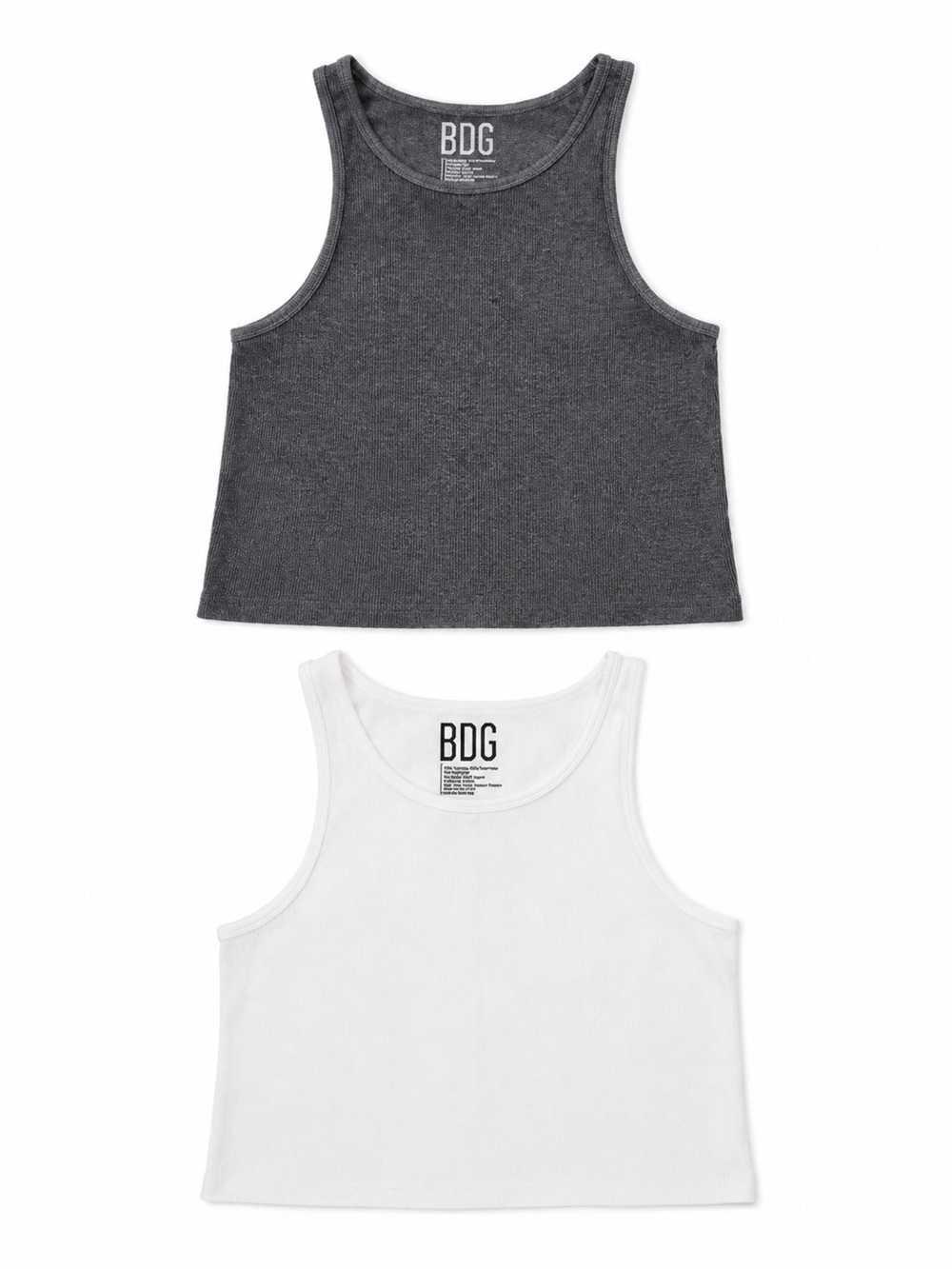 BDG Women’s Cropped Tank Tops Set of 2 White & Gray Size XS